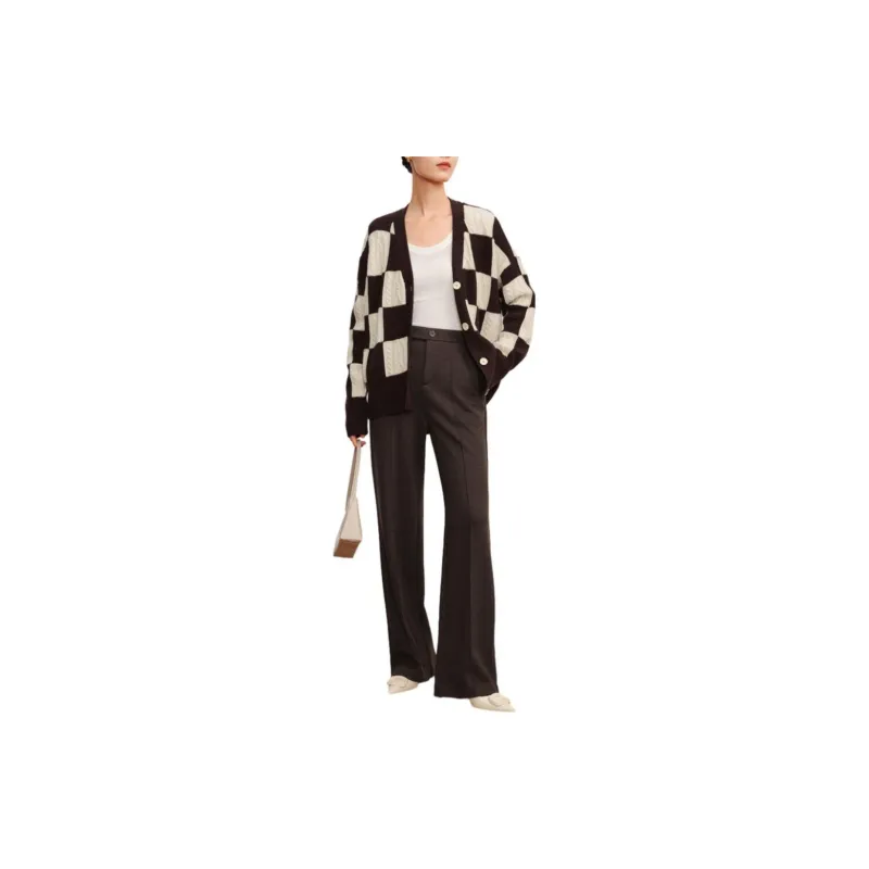 JZ Juzui Plaid Dark Coffee Women's-1