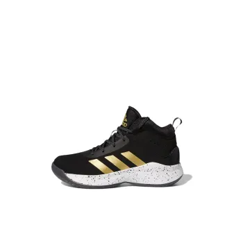 Adidas Cross Em Up 5 Anti Slip Wear Resistant Mid Top Children's Basketball Shoes Black Gold Kids'