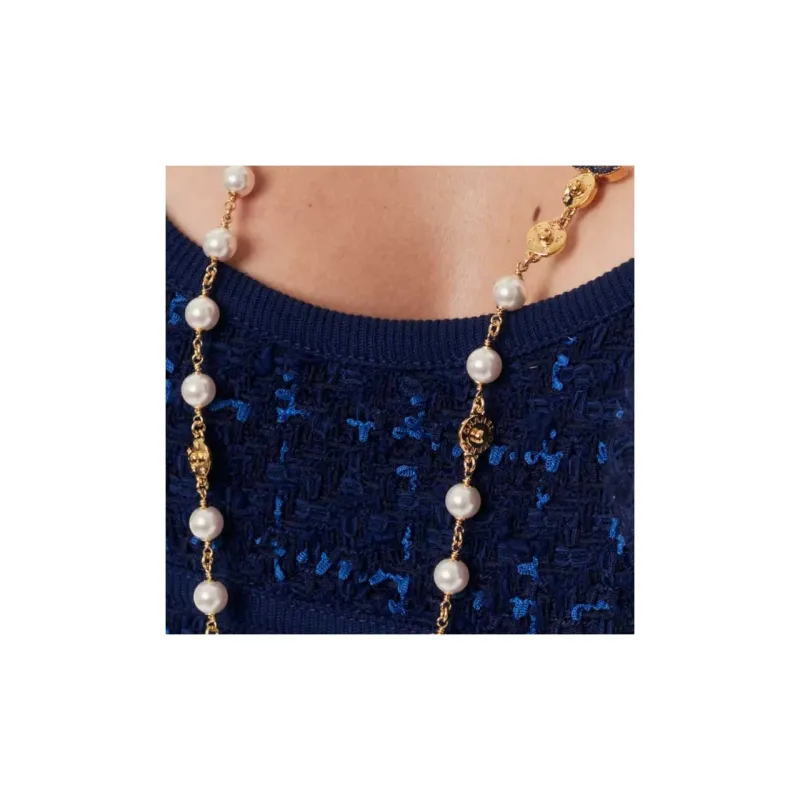 CHANEL 24 Spring Summer Slip Dress Women's Marine Blue-4