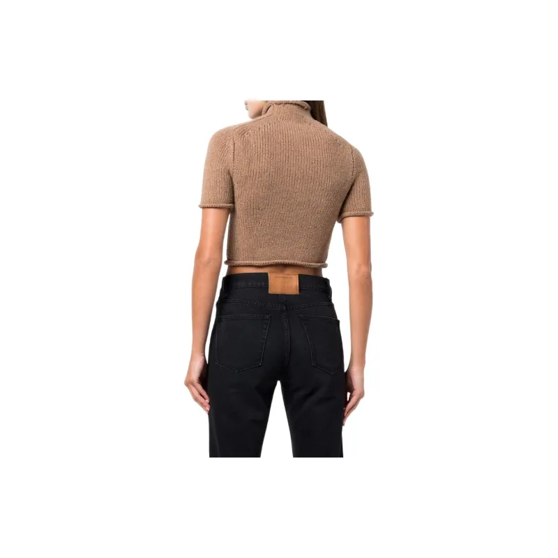 Alexander Wang Women's Cropped Compact Knit Sweater Campfire Brown-2
