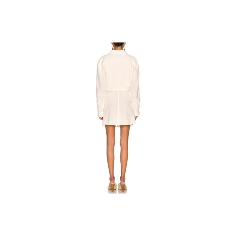 Jacquemus Long-Sleeved Dresses Women's Gray White-2