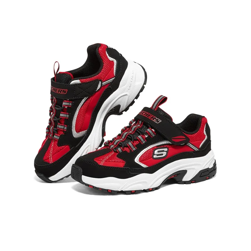 Skechers Slip-Resistant Cushioning Abrasion-Resistant Kids Lifestyle Shoes Black Red Teenagers-2
