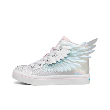 Skechers Twi Lites 2.0 Flashlight Mid Top Kids' Skateboarding Shoes Silver Pink Teenagers