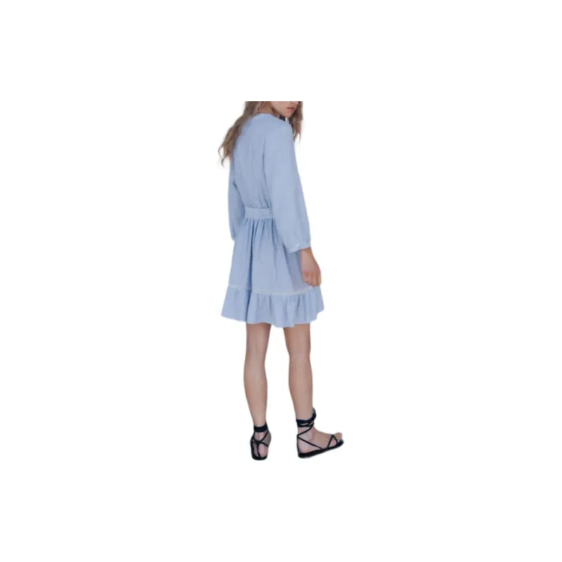 ZARA Long-Sleeved Dresses Women's Blue/White-2