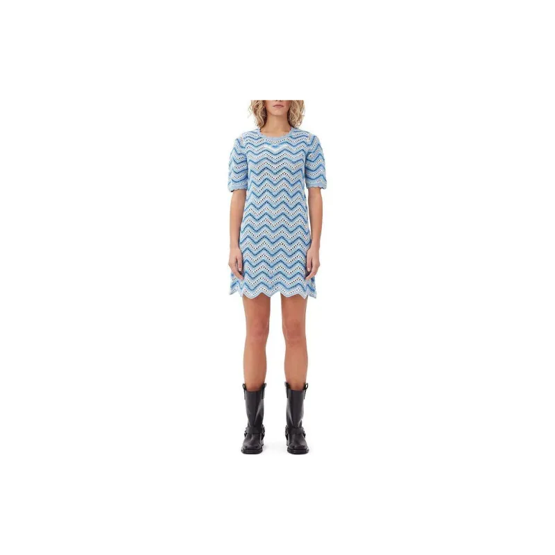 GANNI SS24 Short Sleeved Dress Women's Heather Color-3