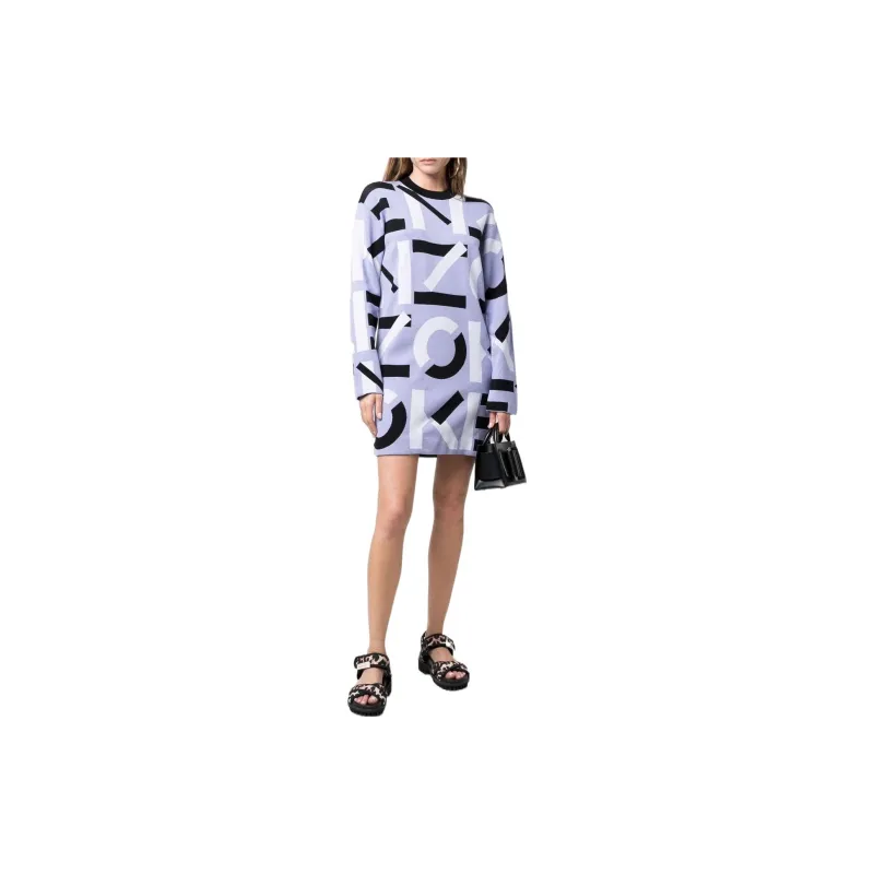 KENZO Long Sleeved Dress Women's Purple-1