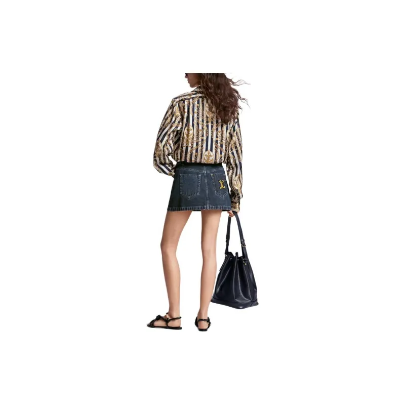 LOUIS VUITTON Nautical Lv Patch Denim Mini Skirt-2