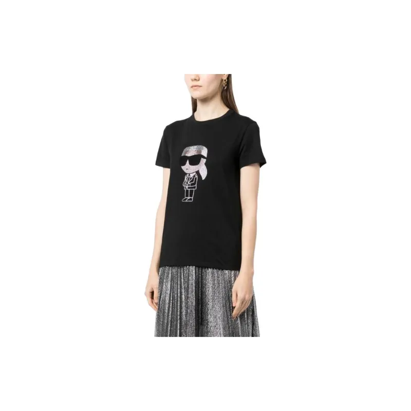 KARL LAGERFELD / Karl Lagerfeld Jeans Ikon Rhinestone embellished T shirt-2