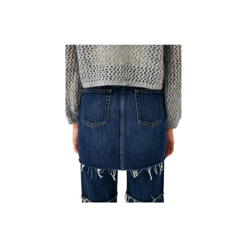 MOUSSY Denim Short Skirts Women's Dark Blue-4