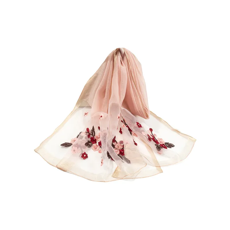 Shanghai Story Polyester Silk Scarves Women's Beaded Feather Fall-32