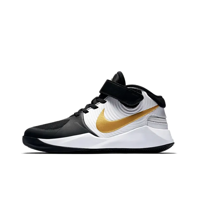 Nike Team Hustle D 9 FlyEase Mid-Top Children's Basketball Shoes Black White Teenagers-0