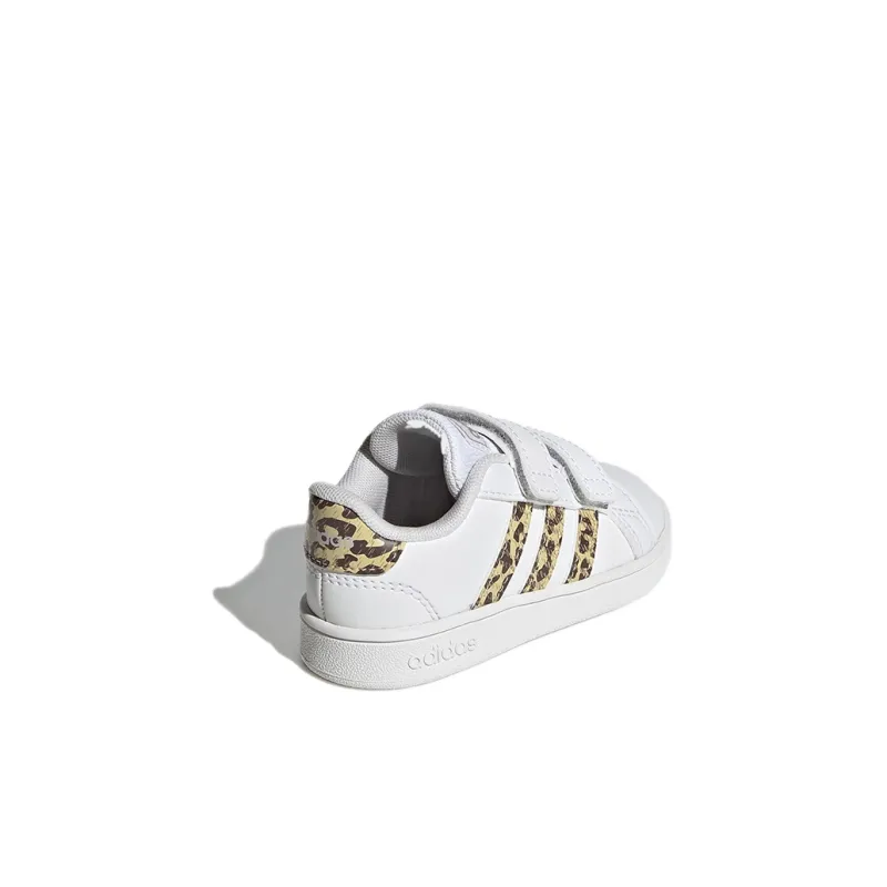 Adidas Neo GRAND COURT Abrasion Resistant Low Top Skateboard Shoes White Gold Infant And Toddler-3