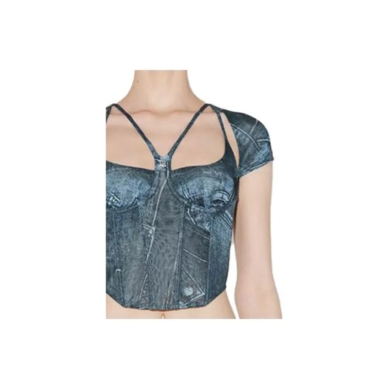 Misbhv X Esther Yu Yu Shuxin Co-authored Series Crop Tops Women's Dark Blue-5