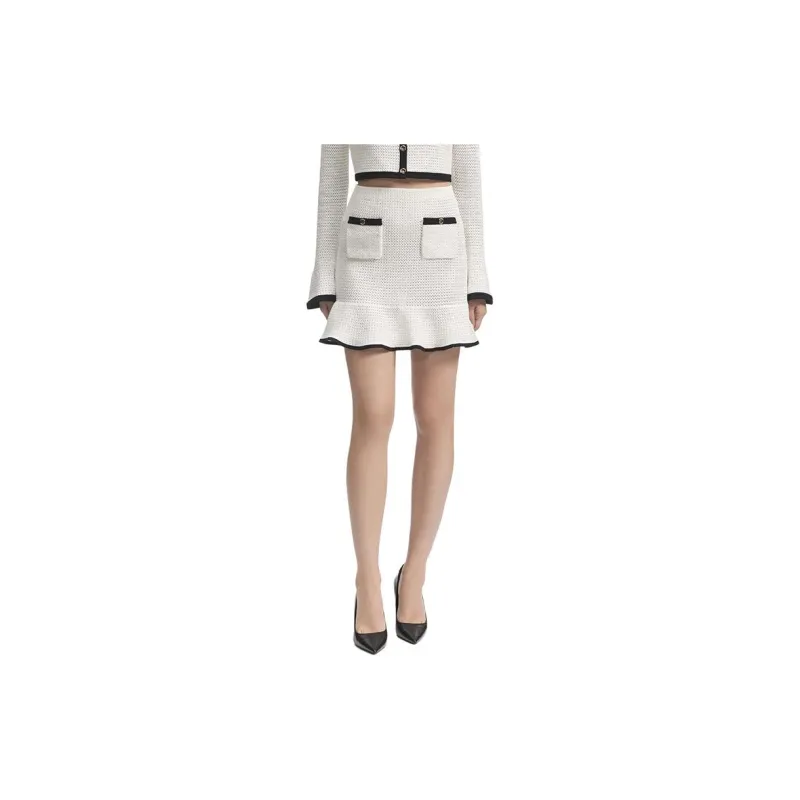 Self-portrait Sequinned Crochet Miniskirt-1