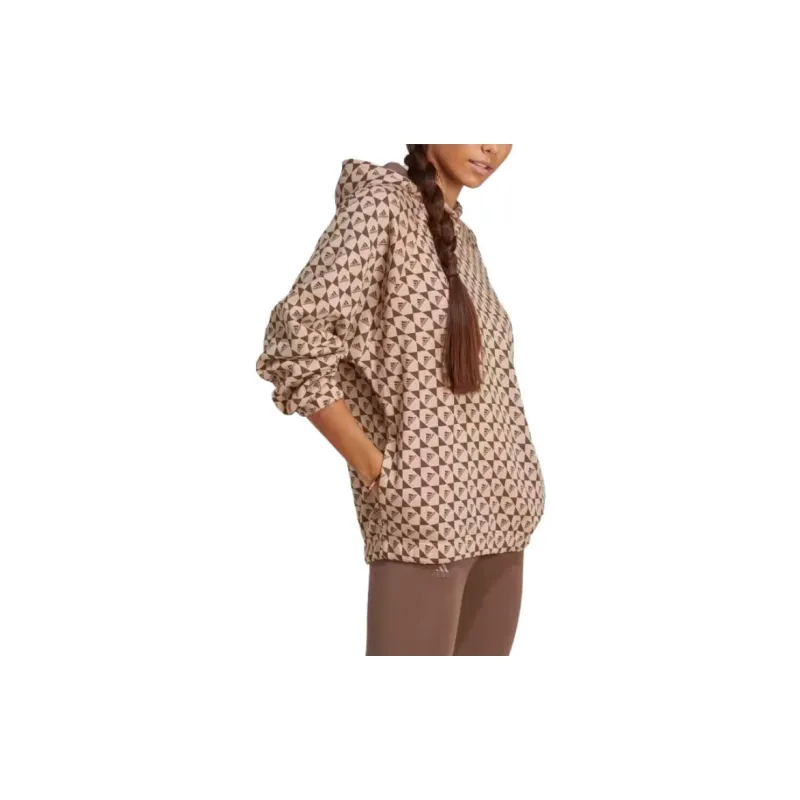Adidas All Szn X Logomania Hoodie Sweatshirt Women's Brown-3