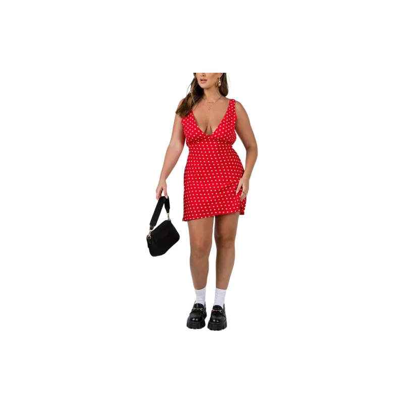 PRINCESS POLLY NELLIE MINI DRESS Sleeveless Dress Women's Red Polka Dot-1