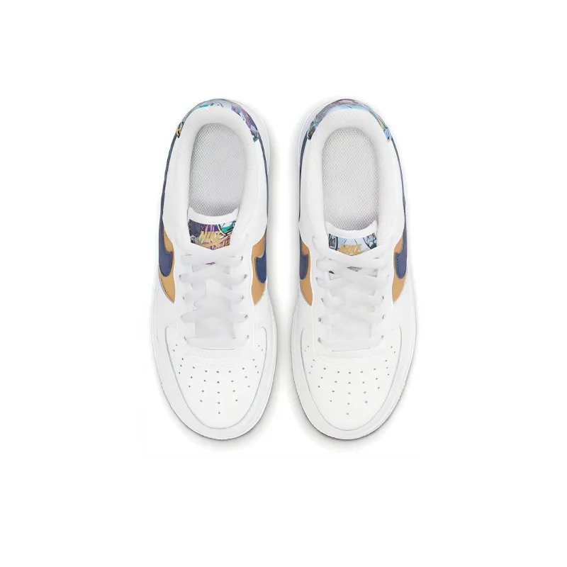Nike Air Force 1 Low '07 LV8 White Blue Void Metallic Gold GS-3