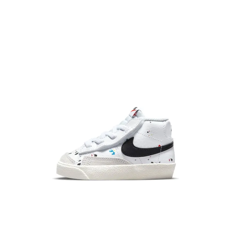 Nike Blazer 77 BB Slip-Resistant Cushioning Wear-Resistant Mid-Top Skateboard Shoes White Black Infant And Toddler-0