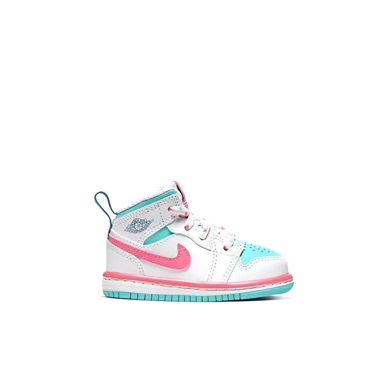 Jordan 1 Mid White Pink Green Soar TD-1