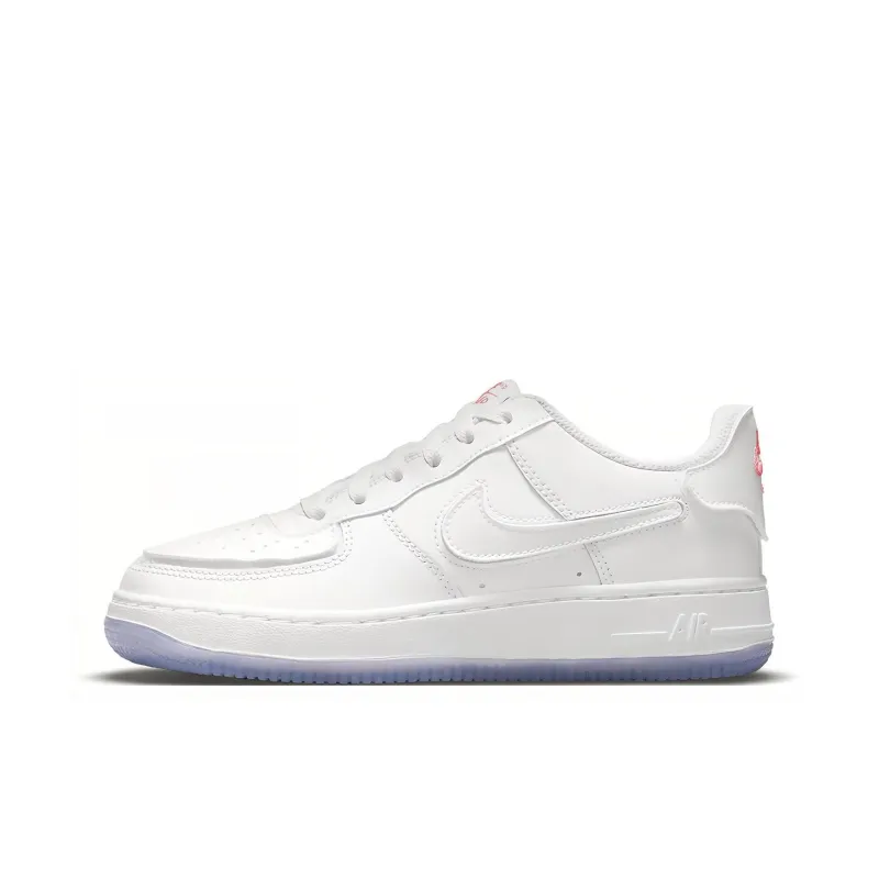 Nike Air Force 1 Slip Resistant Cushioning Abrasion Resistant Low Top Kids' Skateboarding Shoes White Blue Teenagers-0