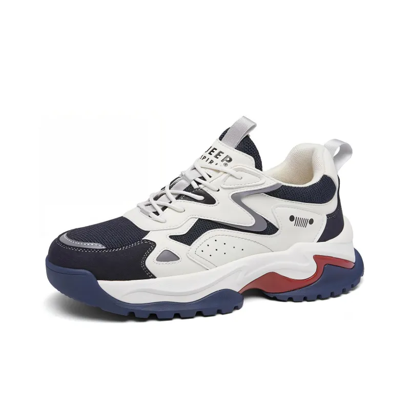 JEEP SPIRIT Slip Resistant, Abrasion Resistant, Breathable, Impact Resistant Low Top Outdoor Shoes Men's White Blue-1