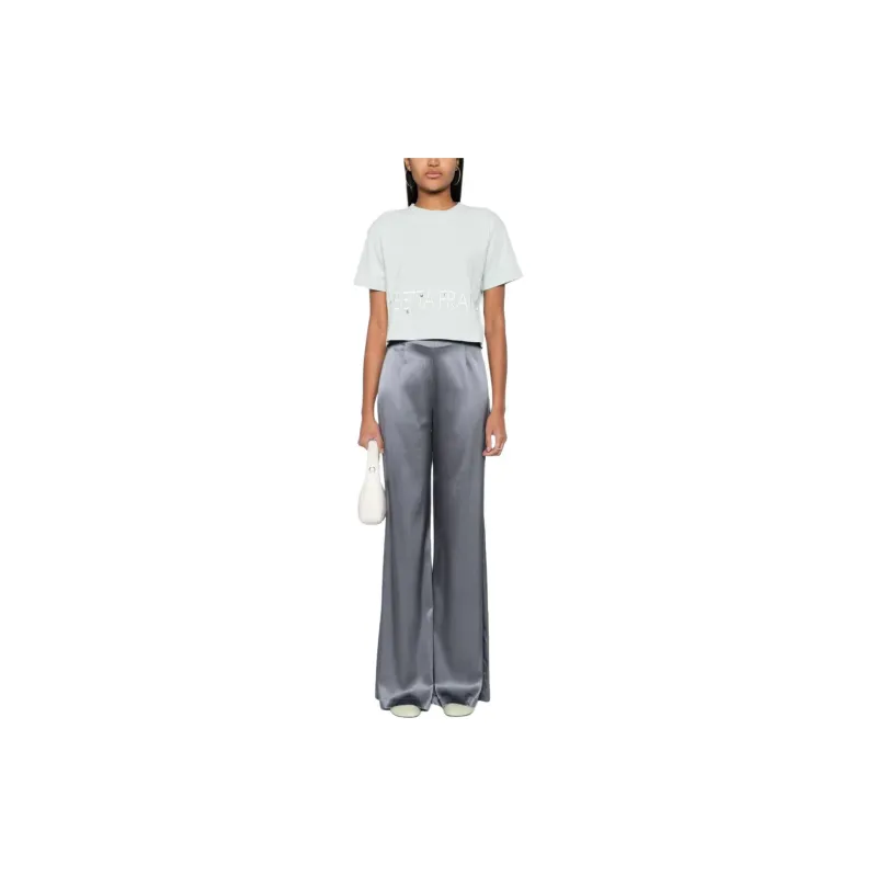 Elisabetta Franchi Logo Embroidered Cropped T Shirt-1