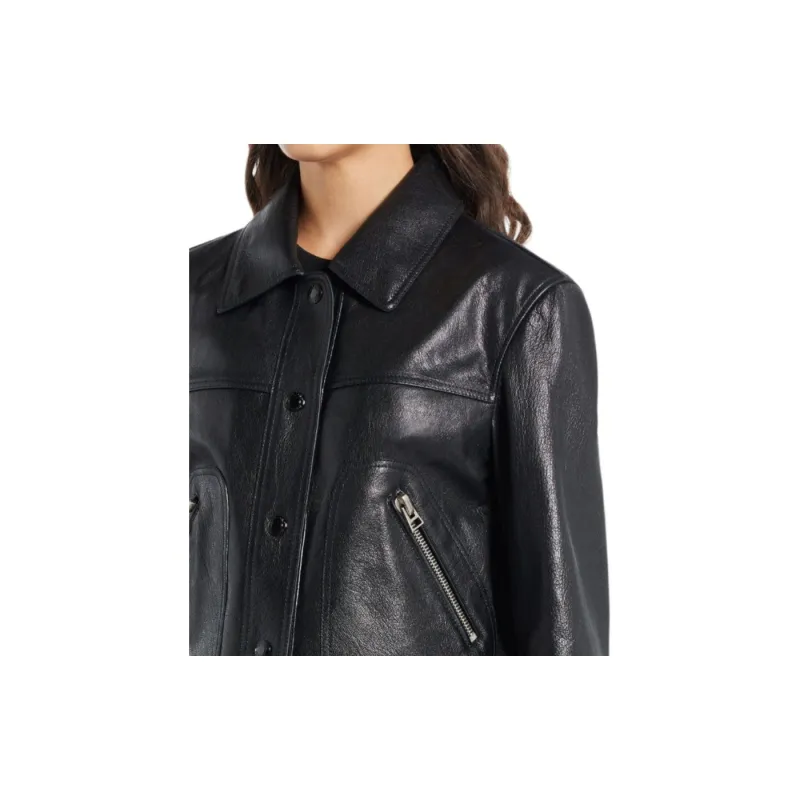 TOM FORD Long Sleeved Leather Jacket-4