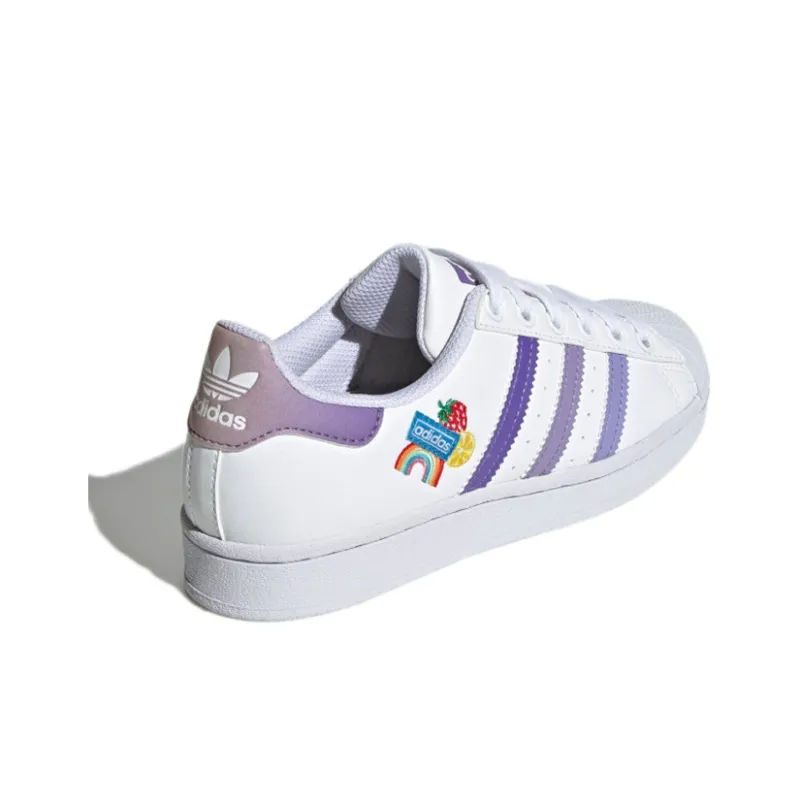 Adidas Originals SUPERSTAR J Low Top Kids' Skateboarding Shoes Classic White Purple Teenagers-3