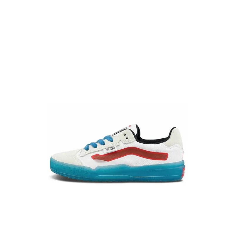 Vans Classics Low Top Skateboard Shoes White Blue Children Aged 3 7 Years Old-0