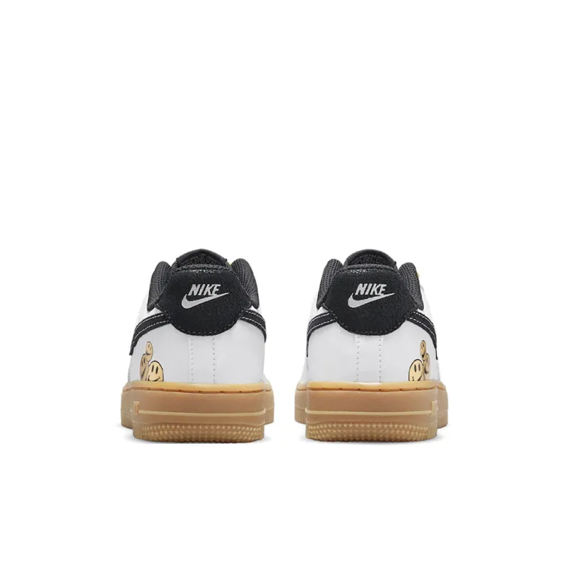 Nike Air Force 1 Abrasion Resistant Low Top Skateboard Shoes White Black Children Aged 3 7 Years Old-4