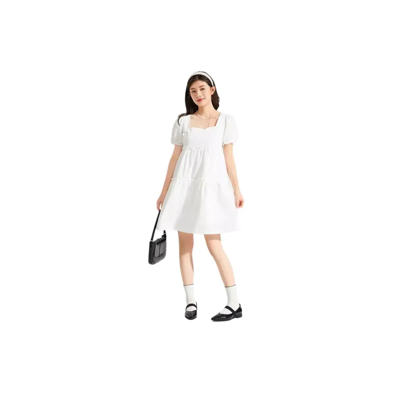 Hotwind Short Sleeved Dresses Women's White-4