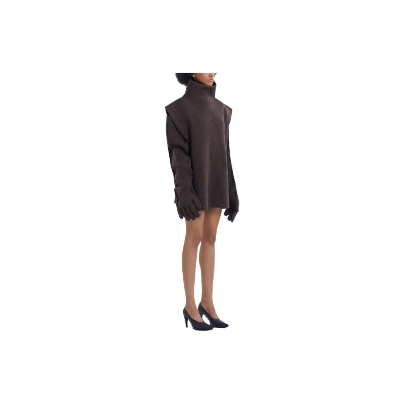 MARNI Ribbed Felted Wool Turtleneck 'Chestnut'-3