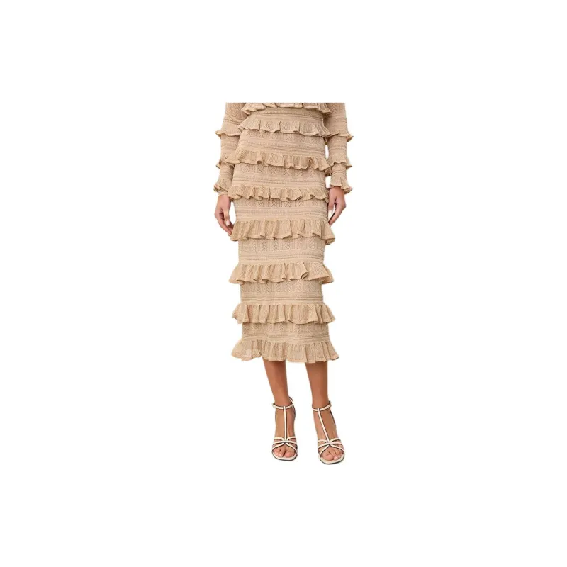 Zimmermann SS24 Casual Long Skirts Women's Gold-1