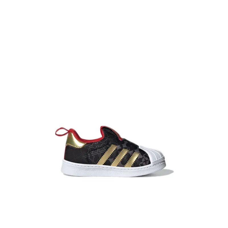 Adidas Originals Superstar Collection 360 I Abrasion Resistant Low Top Toddler Shoes Black Gold Infant And Toddler-1