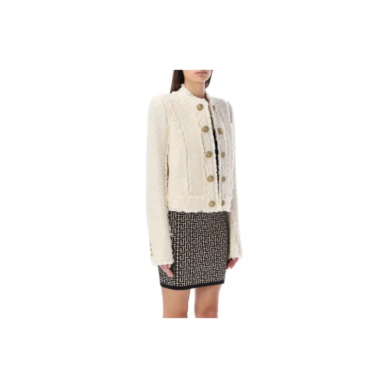 BALMAIN Double-breasted Tweed Jacket-3