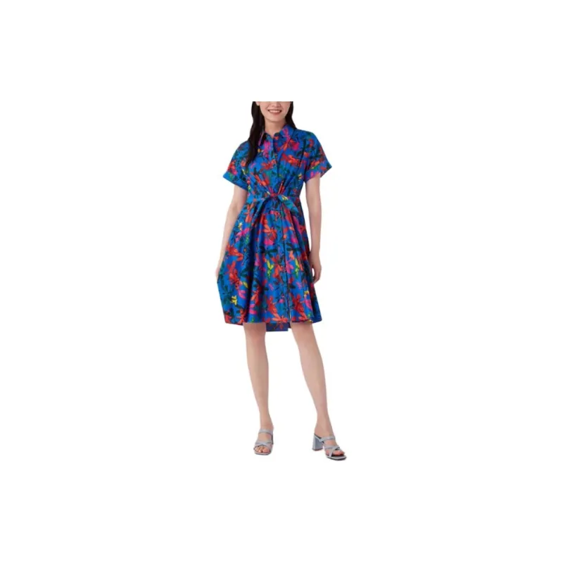 DVF Diane Von Furstenberg Short Sleeved Dresses Women's Blue-2