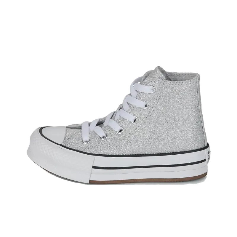 Converse Chuck Taylor All Star Anti-Slip Wear-Resistant High-Top Kids Canvas Shoes Silver Gray Teenagers-0