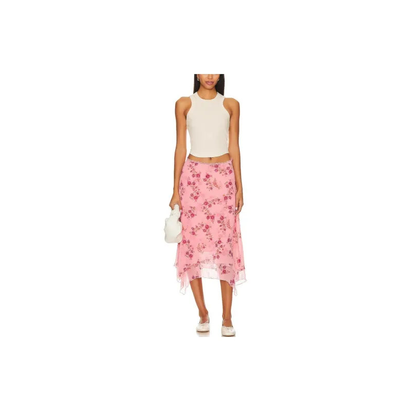 FREE PEOPLE Casual Long Skirts Women's Pink-3