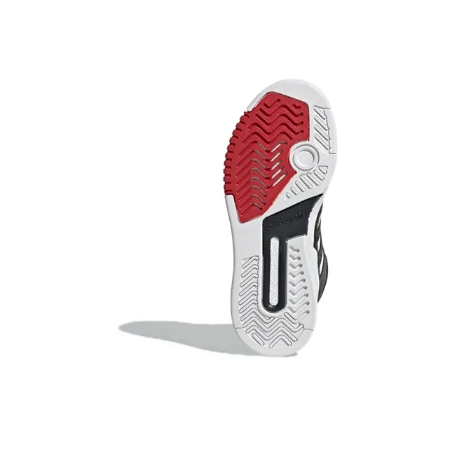 Adidas Originals Drop Step J Abrasion Resistant High Top Skateboard Shoes Black Red Teenagers-5