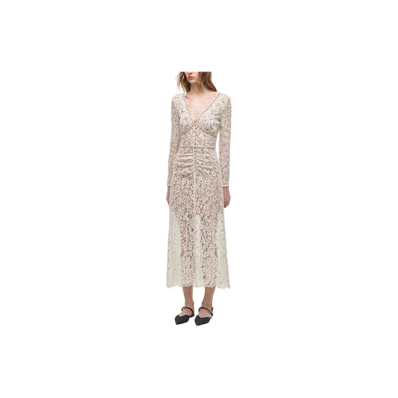 Self-portrait Long-Sleeved Dresses Women's White-3