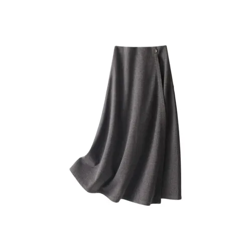 IHIMI Casual Long Skirts Women's Gray Brown