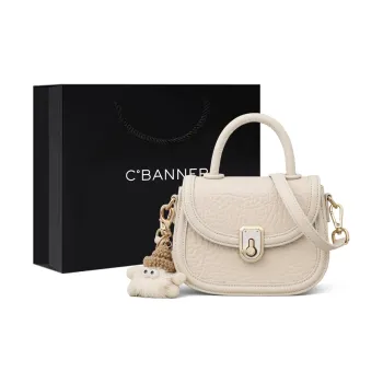 C°BANNER Split Cow Leather With Synthetic Leather One Shoulder Handbag Regular Women's Ecru