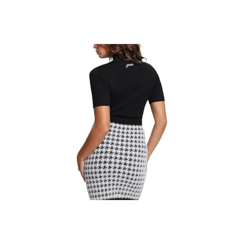 GUESS Short Sleeved Dresses Women's Black White-2