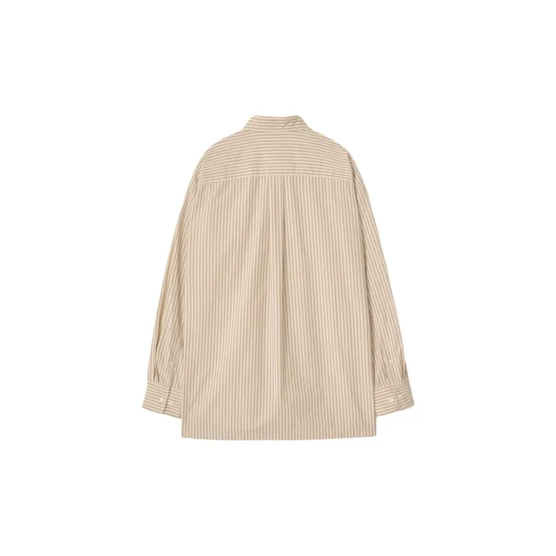 NOTHING WRITTEN Toro Oversized Stripe Shirt Shirt Women's Beige/Beige-1