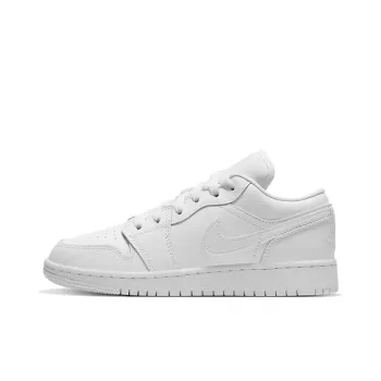 Jordan 1 Low Triple White Tumbled Leather GS