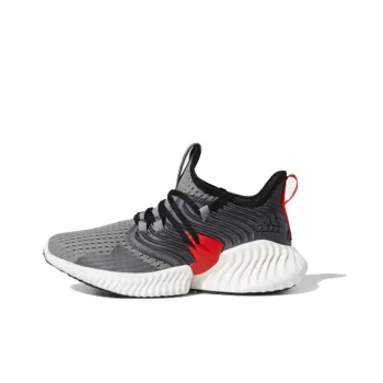 Adidas Alphabounce Instinct CC J Low Top Kids' Running Shoes Gray Red Teenagers