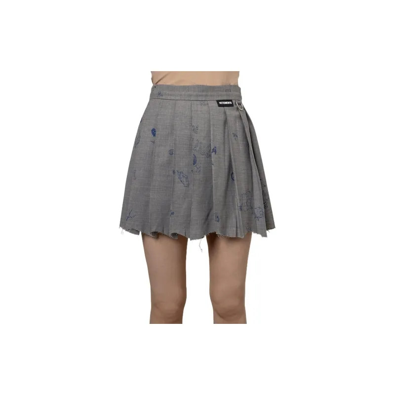 Vetements Casual Short Skirts Women's Gray-2