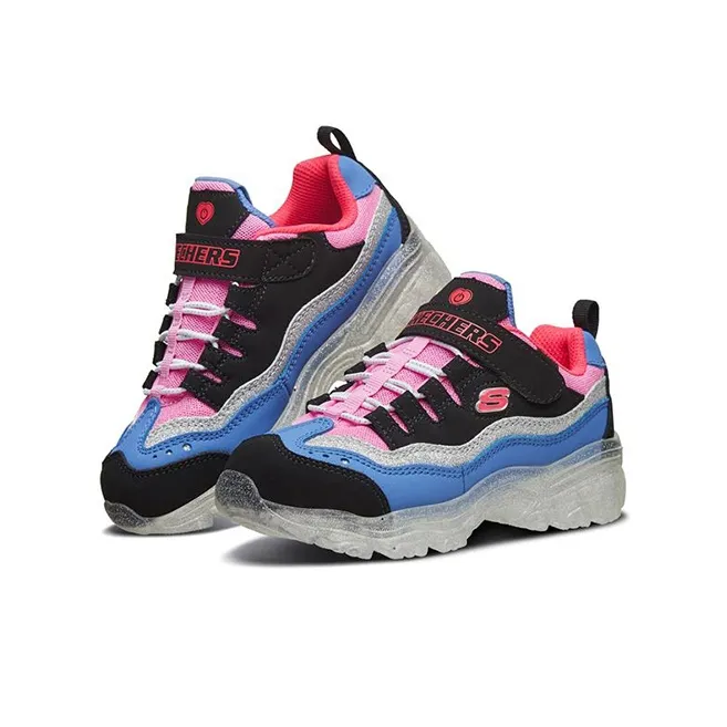 Skechers D'LITES Series Cushioning Anti Slip And Wear Resistant Kids Lifestyle Shoes Black Blue Purple Teenagers-2