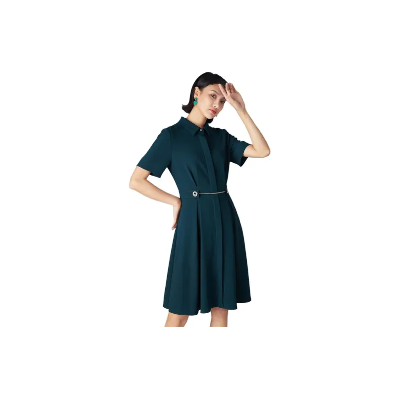 BBLLUUEE Short Sleeved Dress Women's Turquoise-2
