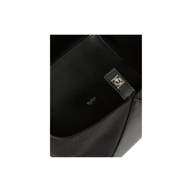 MaxMara Deer-Print Calfskin Bucket Bags Shoulder Bag Crossbody Bag Small Size Women's Black-5